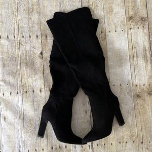 Shoe Dazzle Black Suede Over The Knee Boots